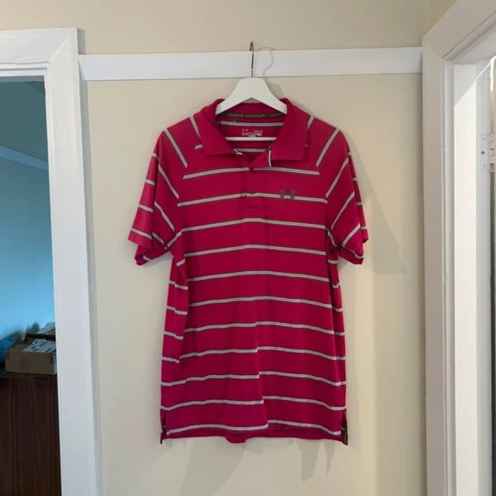 SHEIN Pink and White Striped Polo Bodysuit